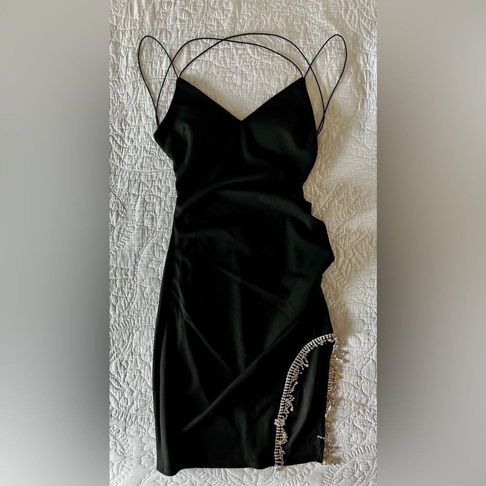 Elegant Little Black Dress w/ Rhinestone Detail